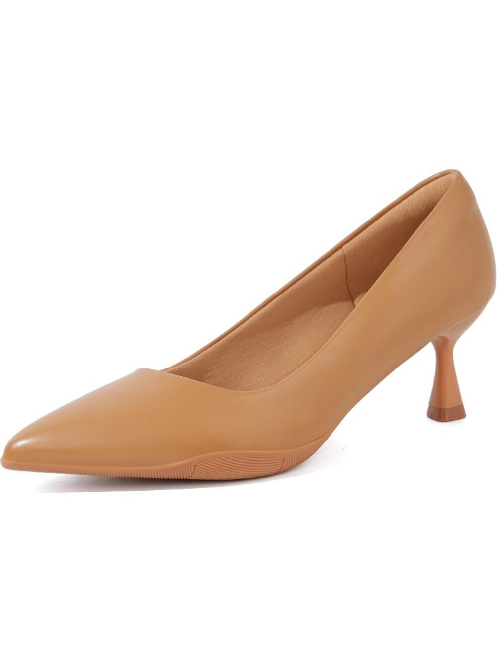 Women's Brown Comfortable Pumps Dress Shoes Mid Heel Cushioned Insole Work Heels